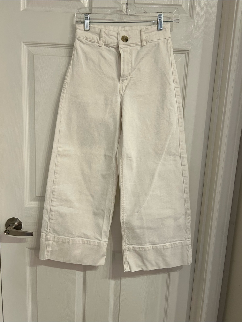 H&M Off-White High-Rise Wide Leg Jeans